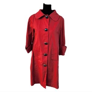 Vertigo Paris Rust Red Cotton Long Coat XS Mod Button Front